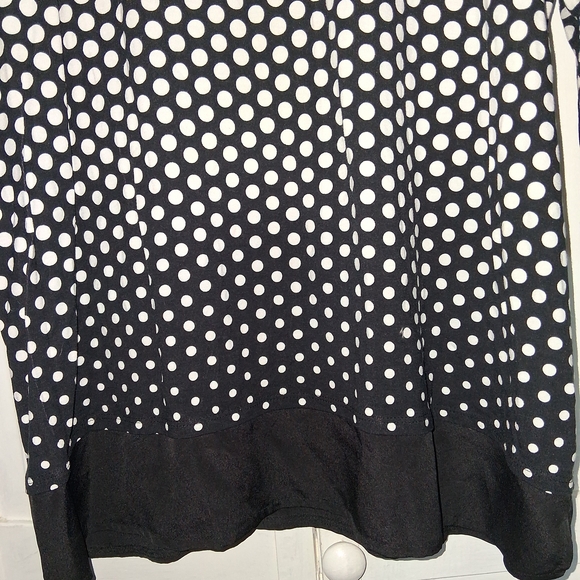 Chico's Black and White Polka Dot Long Sleeve Top - Picture 3 of 4